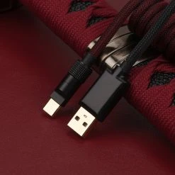 KBDfans Dark Red Handmade Custom Mechanical Keyboard USB-C Cable