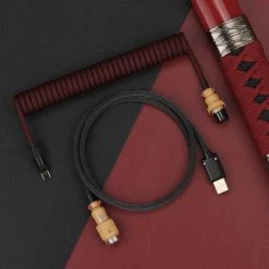 KBDfans Dark Red Handmade Custom Mechanical Keyboard USB-C Cable