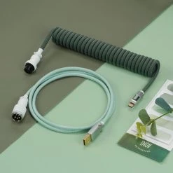 Shop KBDFANS Muti-Green HANDMADE CUSTOM MECHANICAL KEYBOARD USB-C CABLE